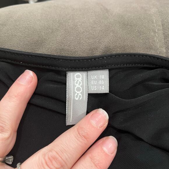 ASOS DESIGN Angel Sleeve with double tie front tea blouse Size 14 - Picture 5 of 9